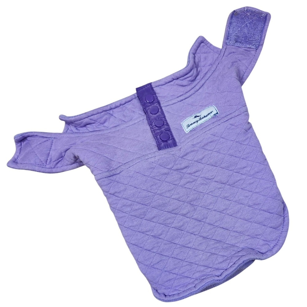 Tommy Bahama‎ Purple Quilted Dog Vest Fleece Small Adjustable Snap Reversible